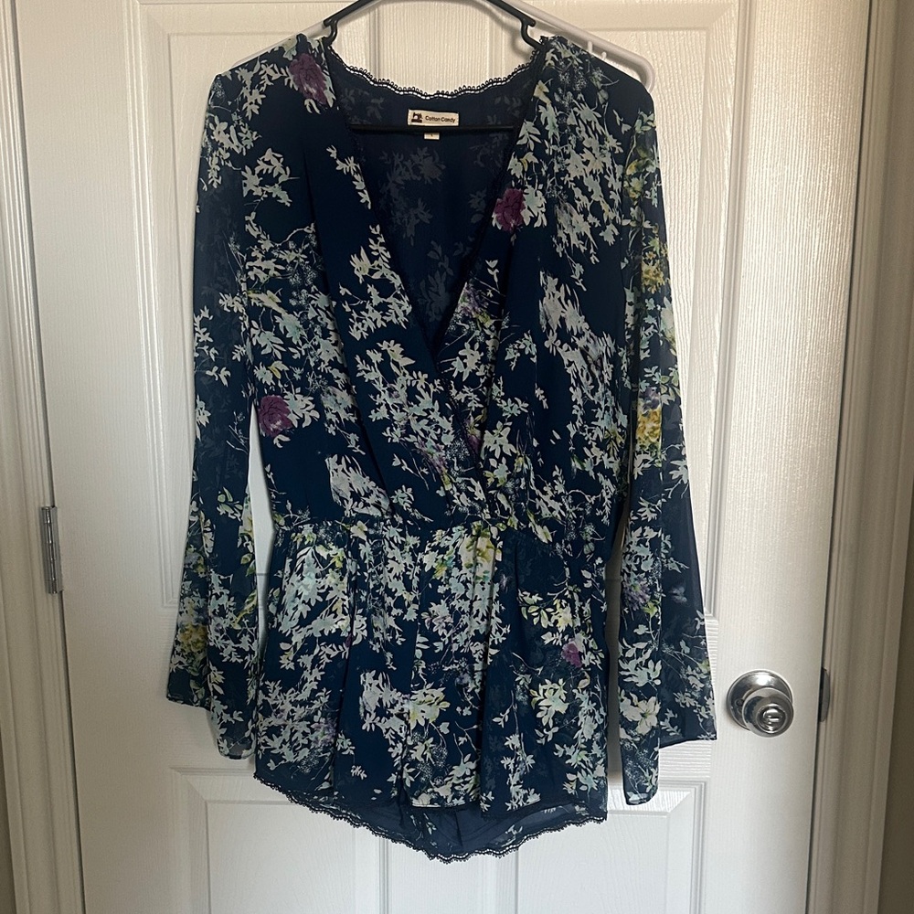 Cotton Candy Navy Floral Jumpsuit